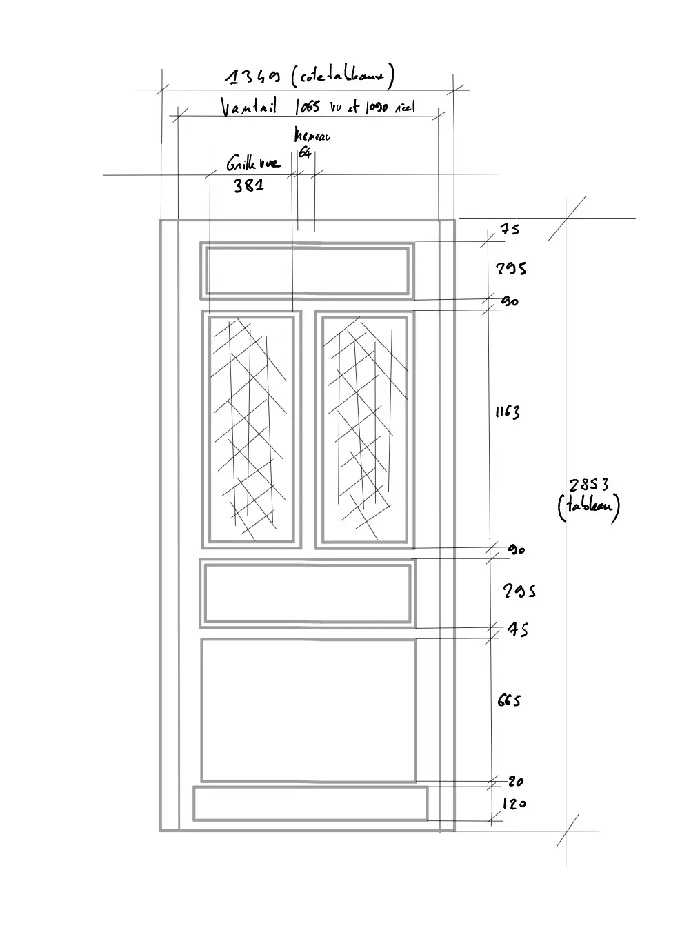 Porte chêne du 31 rue Linné Paris 5e projet