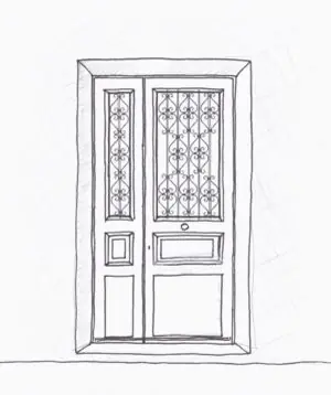 Porte sur rue Corbeillier tiercée croquis projet